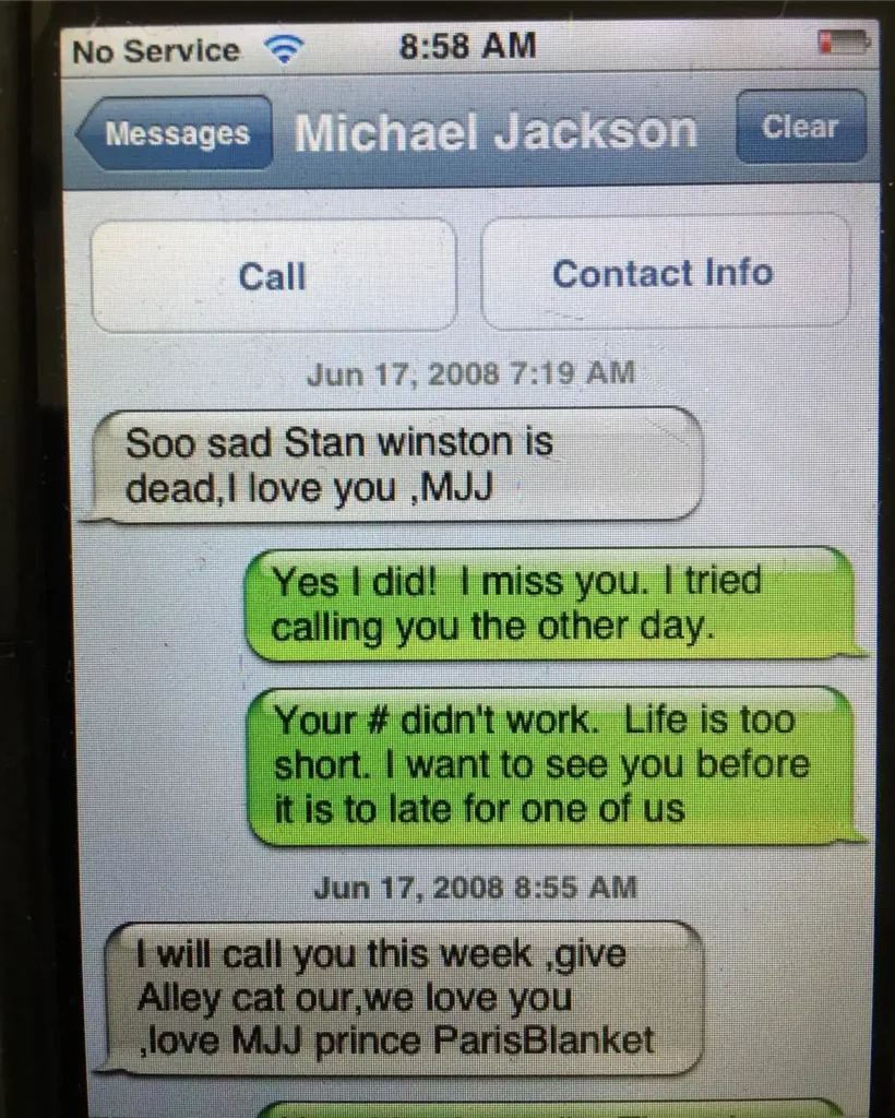 Michael Jackson Karen Faye text posted 24.1.17 on insta 2008
